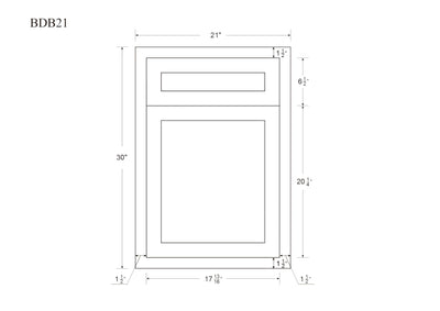 Custom Color Inset Shaker Base Cabinet - Single Door 9", 12", 15", 18" & 21"