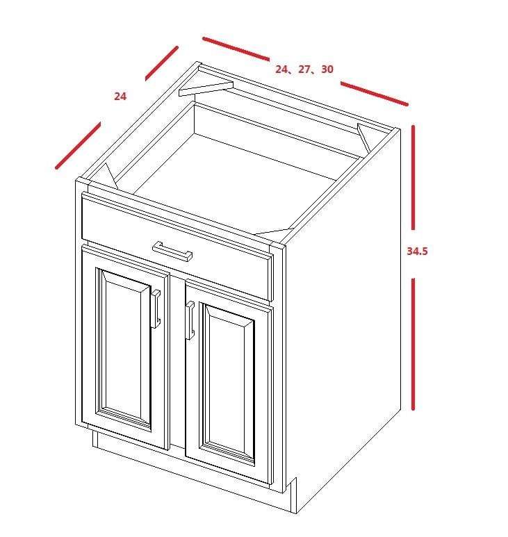 Base Cabinet White Shaker Base Cabinet - Two Doors 24", 27", 30", 33", 36" Inset Kitchen Cabinets