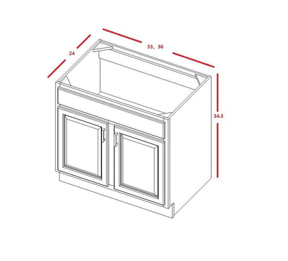Base Cabinet White Shaker Sink Base 30", 33", 36", 42" Inset Kitchen Cabinets