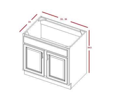 Base Cabinet White Shaker Sink Base 30", 33", 36", 42" Inset Kitchen Cabinets