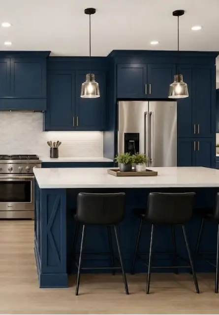 NB29-Blue Shaker 1-1/4" Overlay Kitchen Cabinets