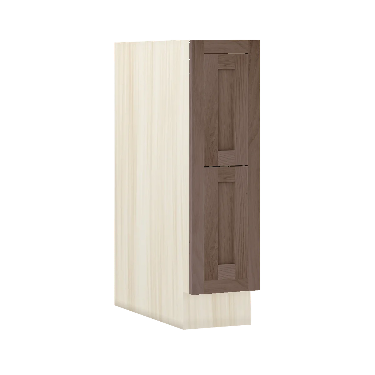 Chocolate Oak WS-04 White Oak Inset Shaker Two Drawer Base Cabinet DB09-2P, 9" Wide Two Drawers, Premium Box