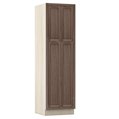 Chocolate Oak WS-04 White Oak Inset Shaker Pantry Cabinet PC248424, 24" Wide by 84" Tall, Premium Box