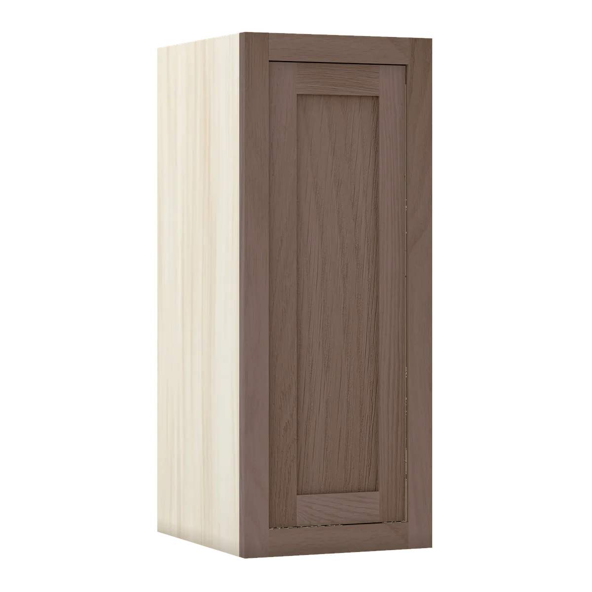 Chocolate Oak WS-04 White Oak Inset Shaker Wall Single Door Cabinet W1230, 12" Wide, Premium Box