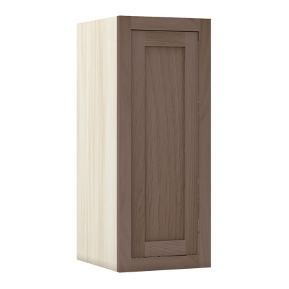 Chocolate Oak WS-04 White Oak Inset Shaker Wall Single Door Cabinet W1230, 12" Wide, Premium Box