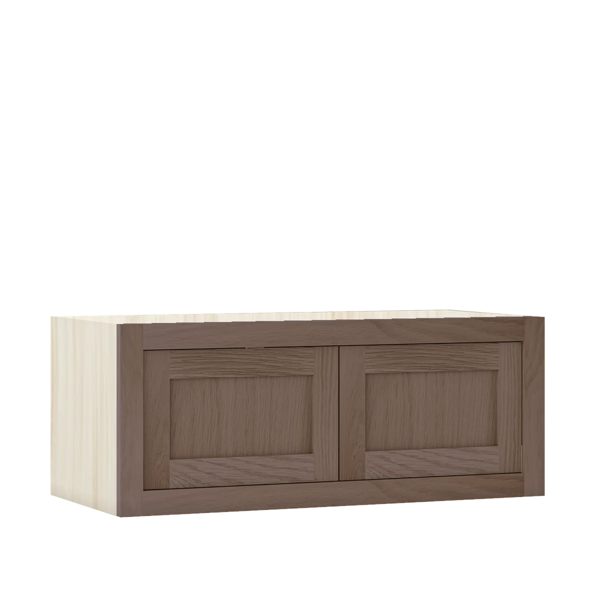 Chocolate Oak WS-04 White Oak Inset Shaker Bridge Wall Double Door Cabinet W301214, 30" Wide x 12" Tall x 14" Deep, Premium Box