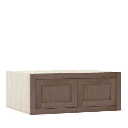 Chocolate Oak WS-04 White Oak Inset Shaker Bridge Wall Double Door Cabinet W301224, Premium Box