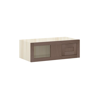 Chocolate Oak WS-04 White Oak Inset Shaker Blind Corner Wall Cabinet WBC2709, 09" Tall Blind Corner, Premium Box