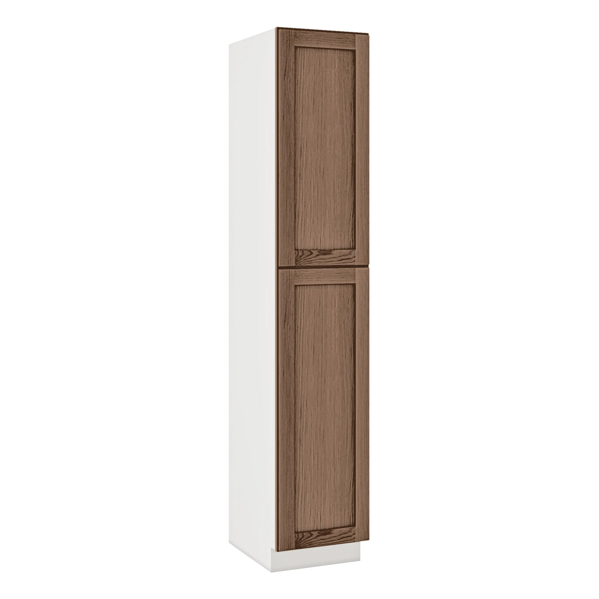 90" Tall Pantry Coffee Bean Oak  Shaker 1-1/4" Overlay Cabinet 18", 24" & 30" Wide