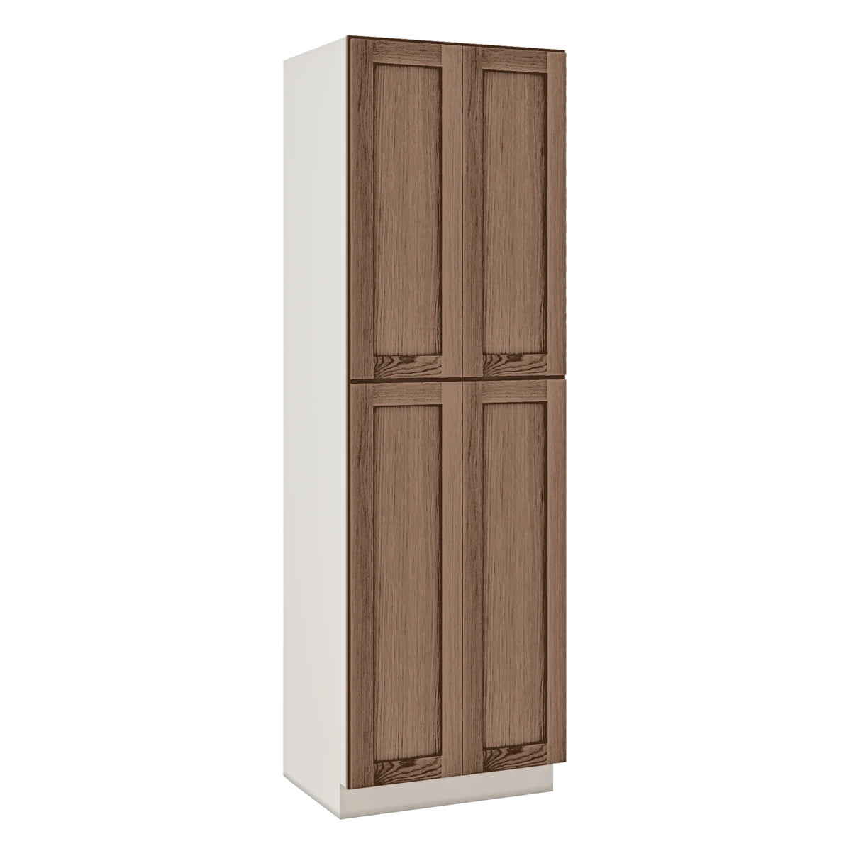 90" Tall Pantry Coffee Bean Oak  Shaker 1-1/4" Overlay Cabinet 18", 24" & 30" Wide