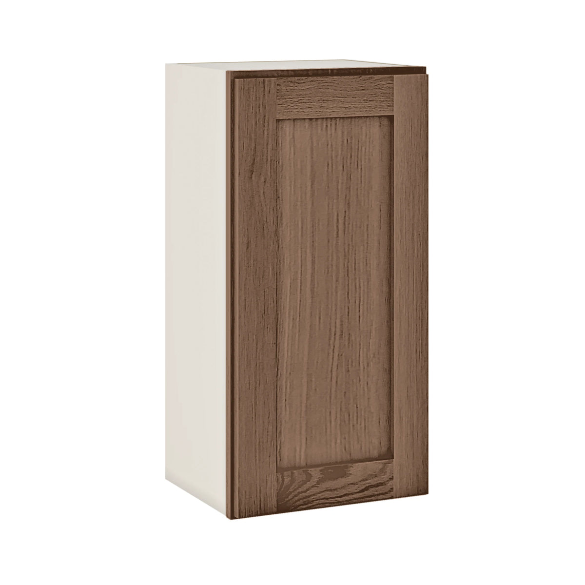 42" Tall Coffee Bean Oak Shaker 1-1/4" Overlay Wall Cabinet - Single Door 9", 12", 15", 18", 21"