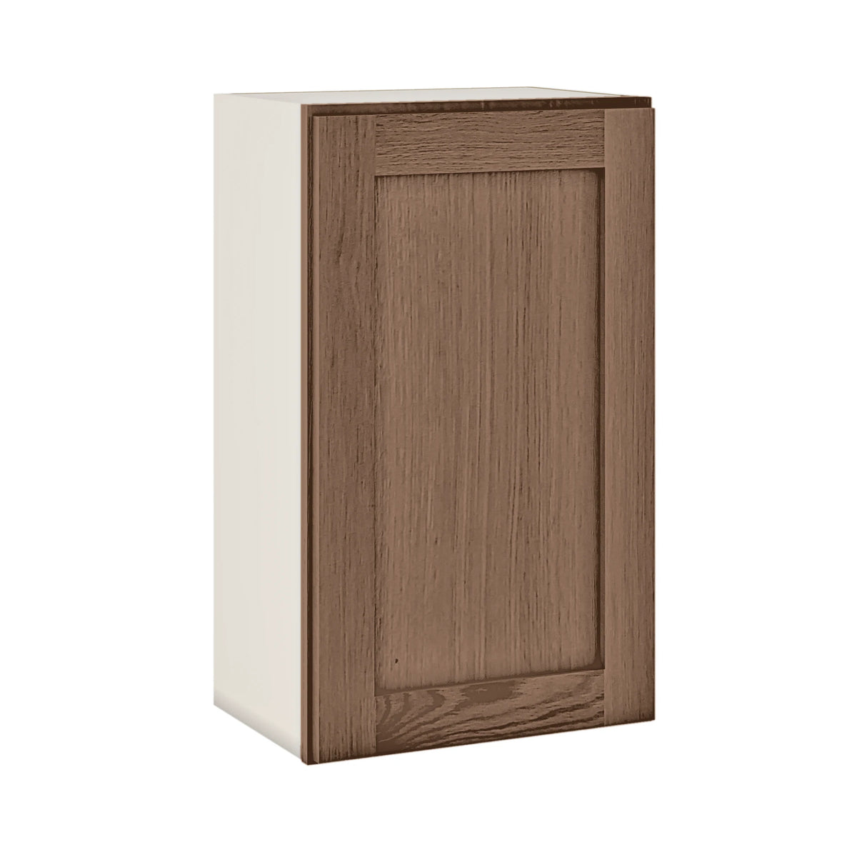 30" Tall Coffee Bean Oak Shaker 1-1/4" Overlay Wall Cabinet - Single Door 9", 12", 15", 18", 21" WIde
