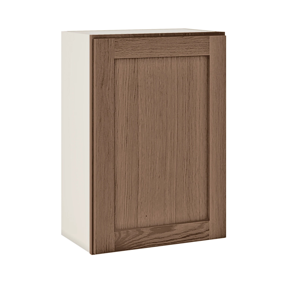 30" Tall Coffee Bean Oak Shaker 1-1/4" Overlay Wall Cabinet - Single Door 9", 12", 15", 18", 21" WIde