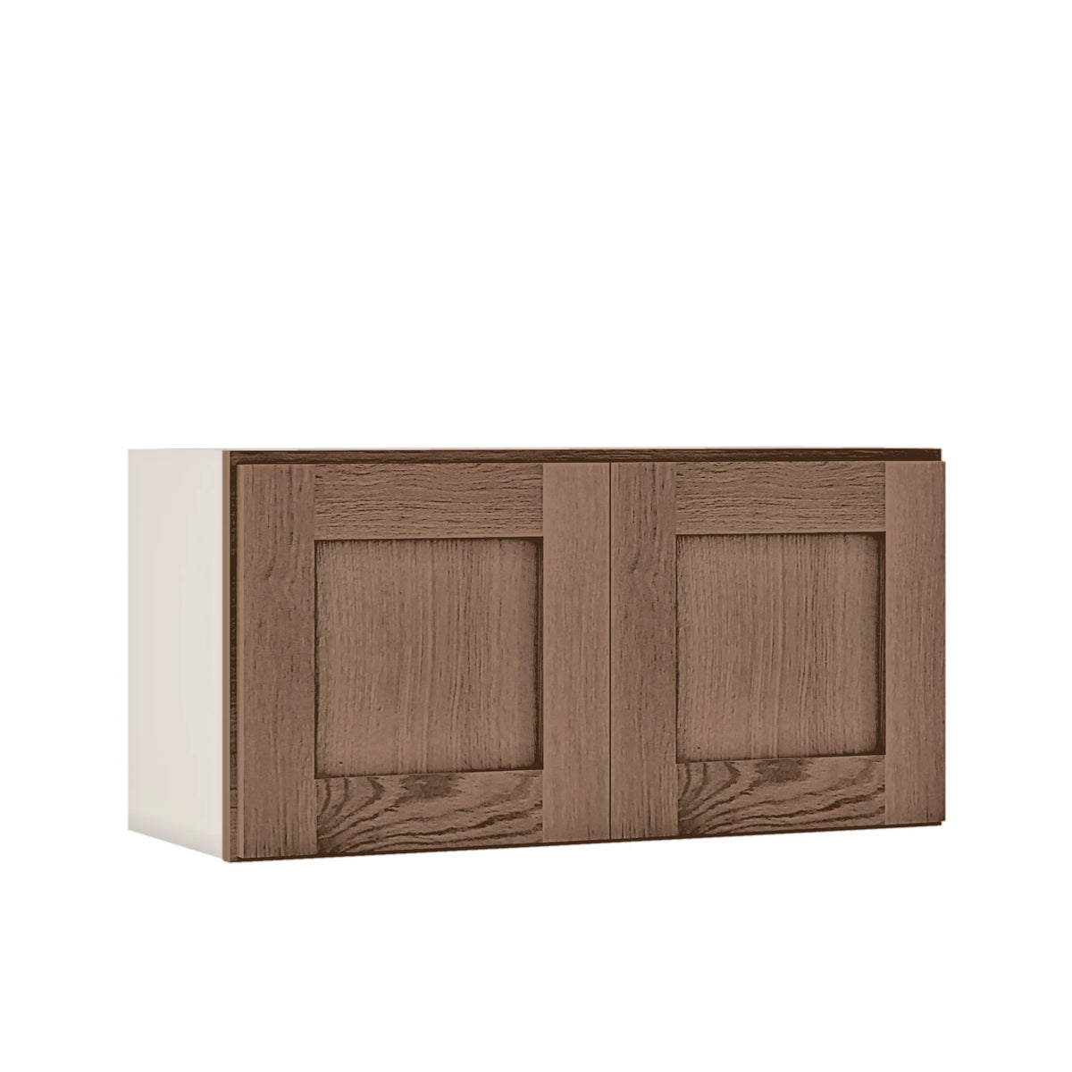 36" Wide by 12" Deep Bridge Coffee Bean Oak Shaker 1-1/4"Overlay Wall Cabinet - Double Door 12", 15", 18", 21", 24" Tall