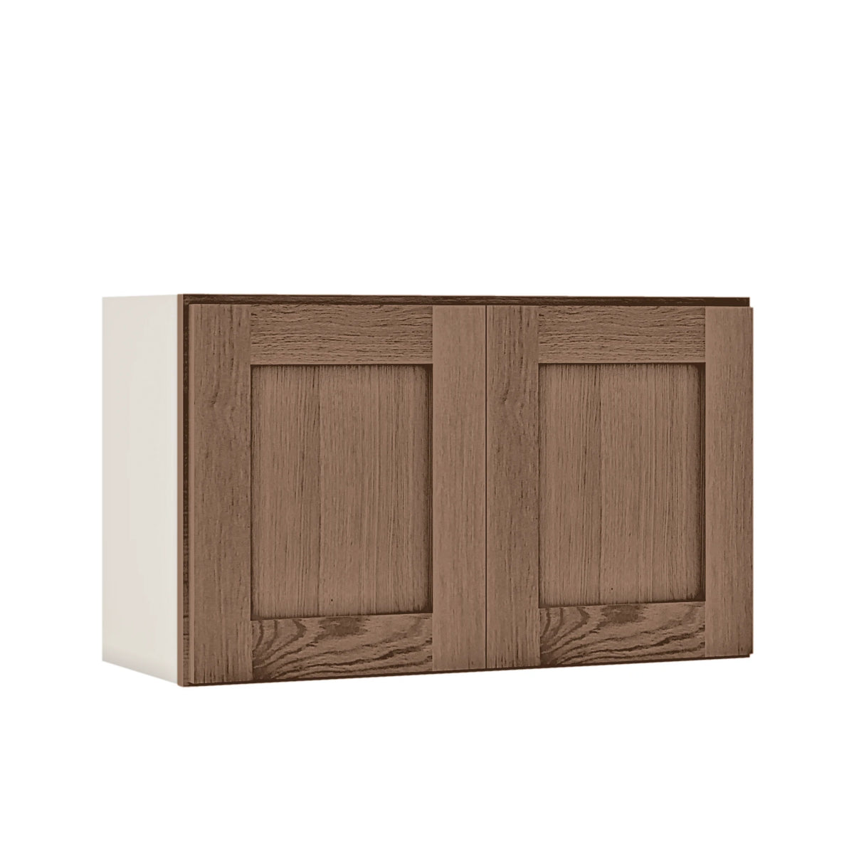 36" Wide by 12" Deep Bridge Coffee Bean Oak Shaker 1-1/4"Overlay Wall Cabinet - Double Door 12", 15", 18", 21", 24" Tall