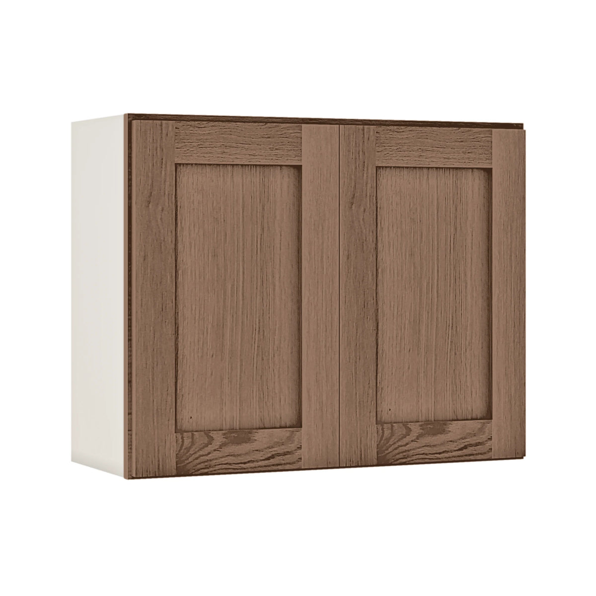 36" Wide by 12" Deep Bridge Coffee Bean Oak Shaker 1-1/4"Overlay Wall Cabinet - Double Door 12", 15", 18", 21", 24" Tall