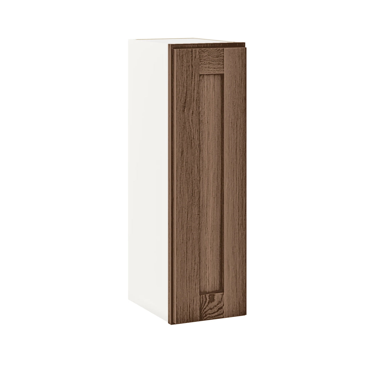 30" Tall Coffee Bean Oak Shaker 1-1/4" Overlay Wall Cabinet - Single Door 9", 12", 15", 18", 21" WIde