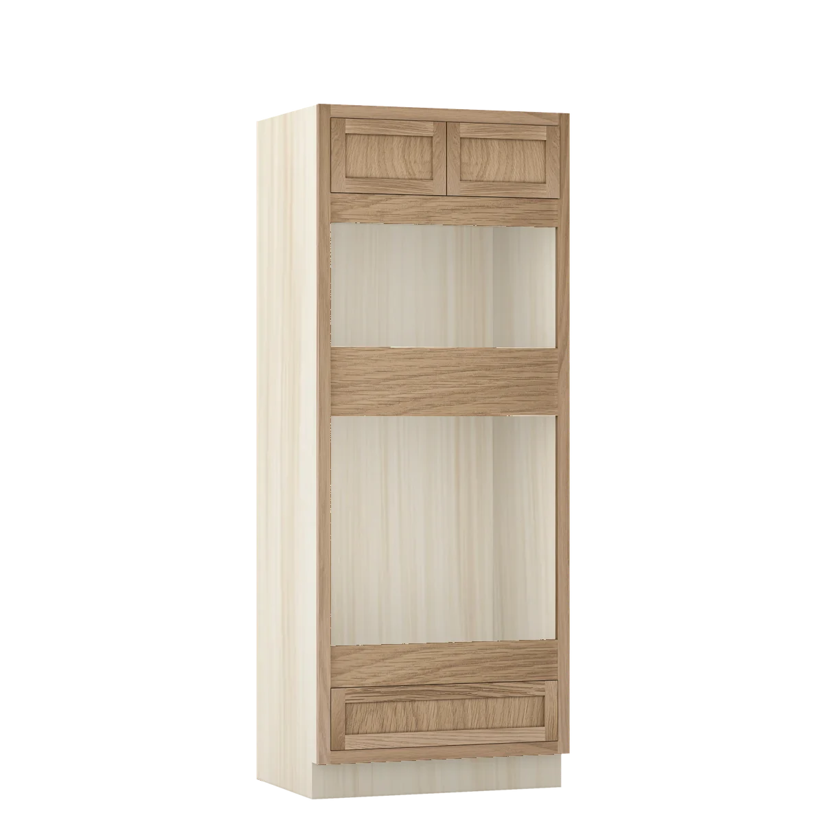 Coffee Oak WS-03 White Oak Inset Shaker Wall Oven Cabinet OC33, 33" x 84", Premium Box