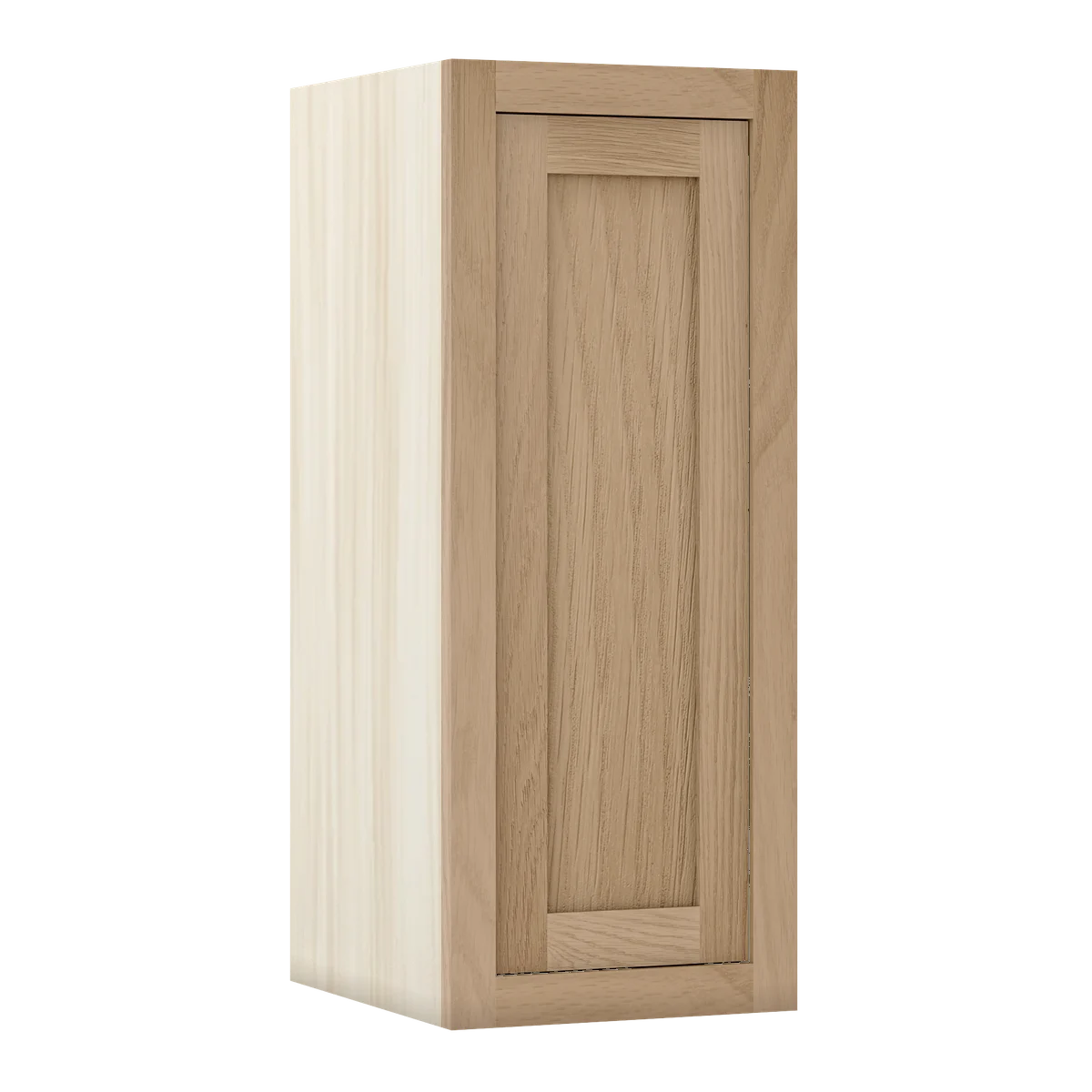 Coffee Oak WS-03 White Oak Inset Shaker Wall Single Door Cabinet W1230, 12" Wide, Premium Box