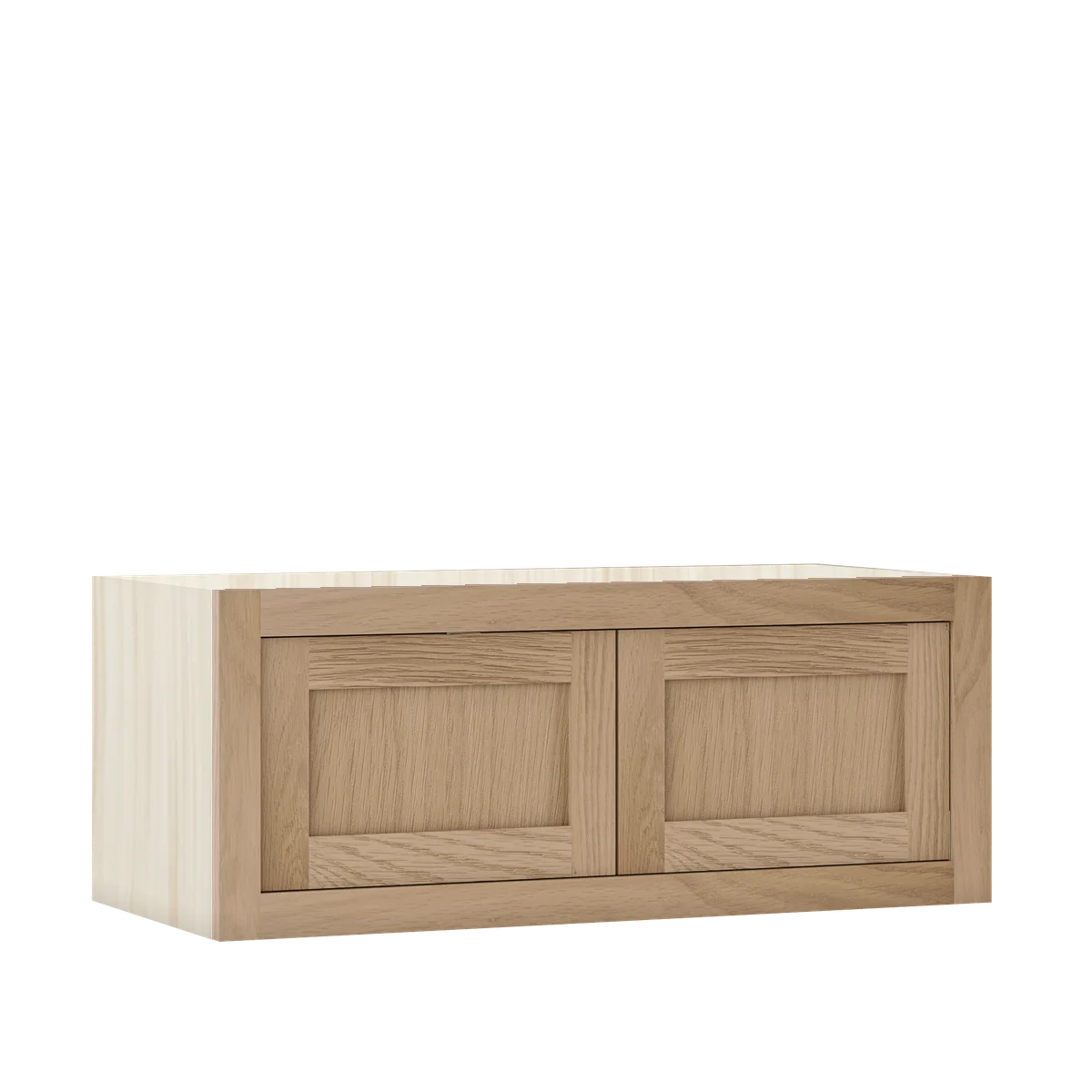 Coffee Oak WS-03 White Oak Inset Shaker Bridge Wall Double Door Cabinet W301214, 30" Wide x 12" Tall x 14" Deep, Premium Box