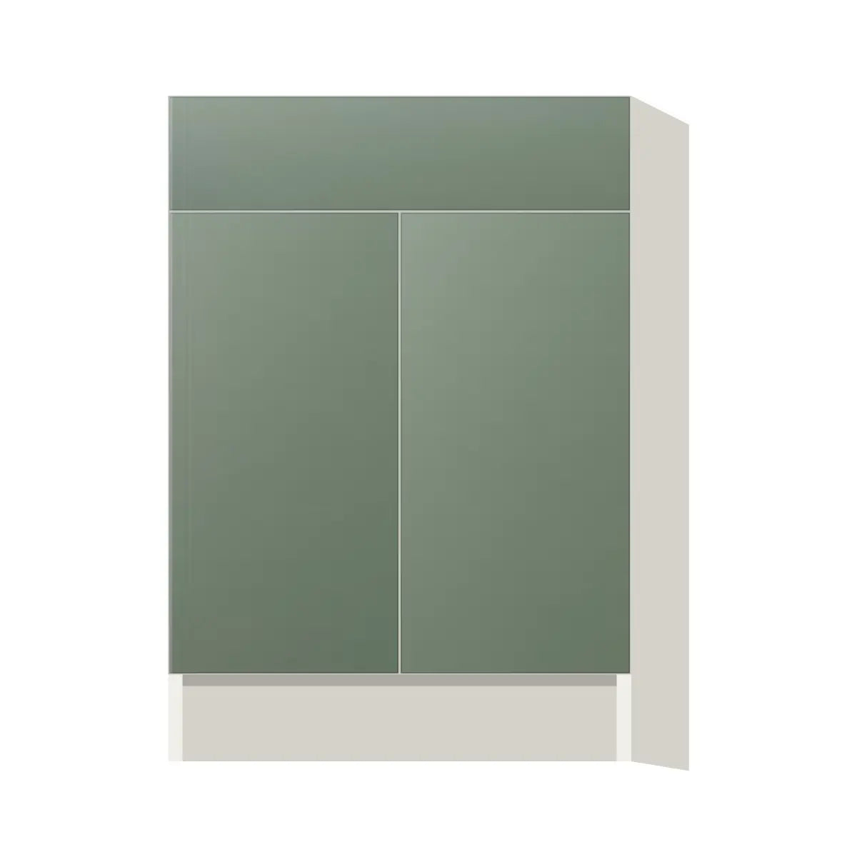 Contemporary base door & drawer cabinet, Bean Paste Green door, L-Box (Luxury)
