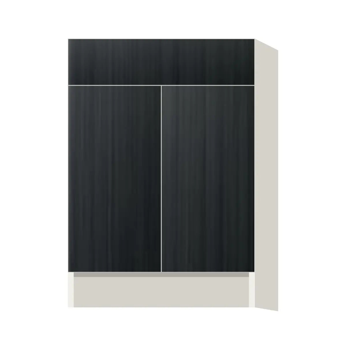 Contemporary base door & drawer cabinet, Black Grain door, L-Box (Luxury)