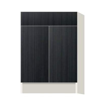 Contemporary base door & drawer cabinet, Black Grain door, L-Box (Luxury)