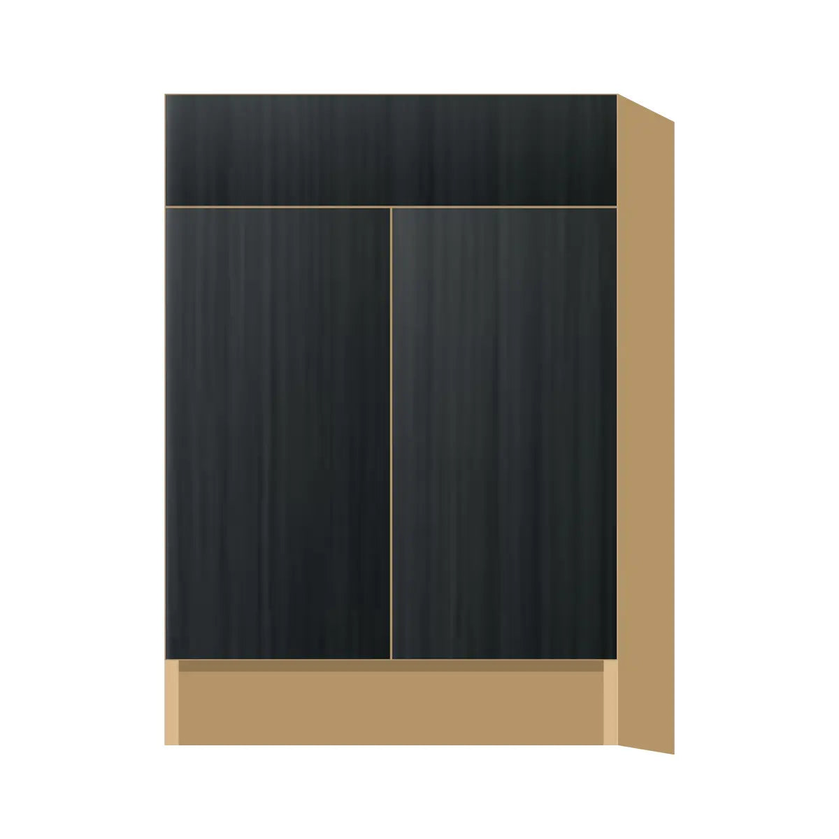 Contemporary base door & drawer cabinet, Black Grain door, P-Box (Prestige)