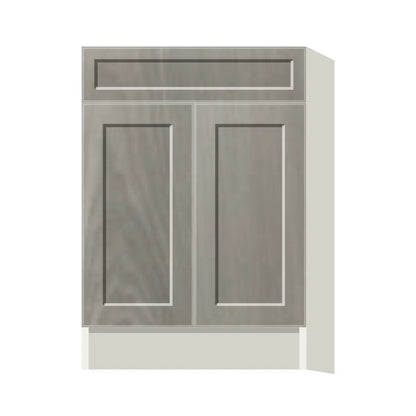 Contemporary base door & drawer cabinet, Genesis Weathered Oak door, L-Box (Luxury)