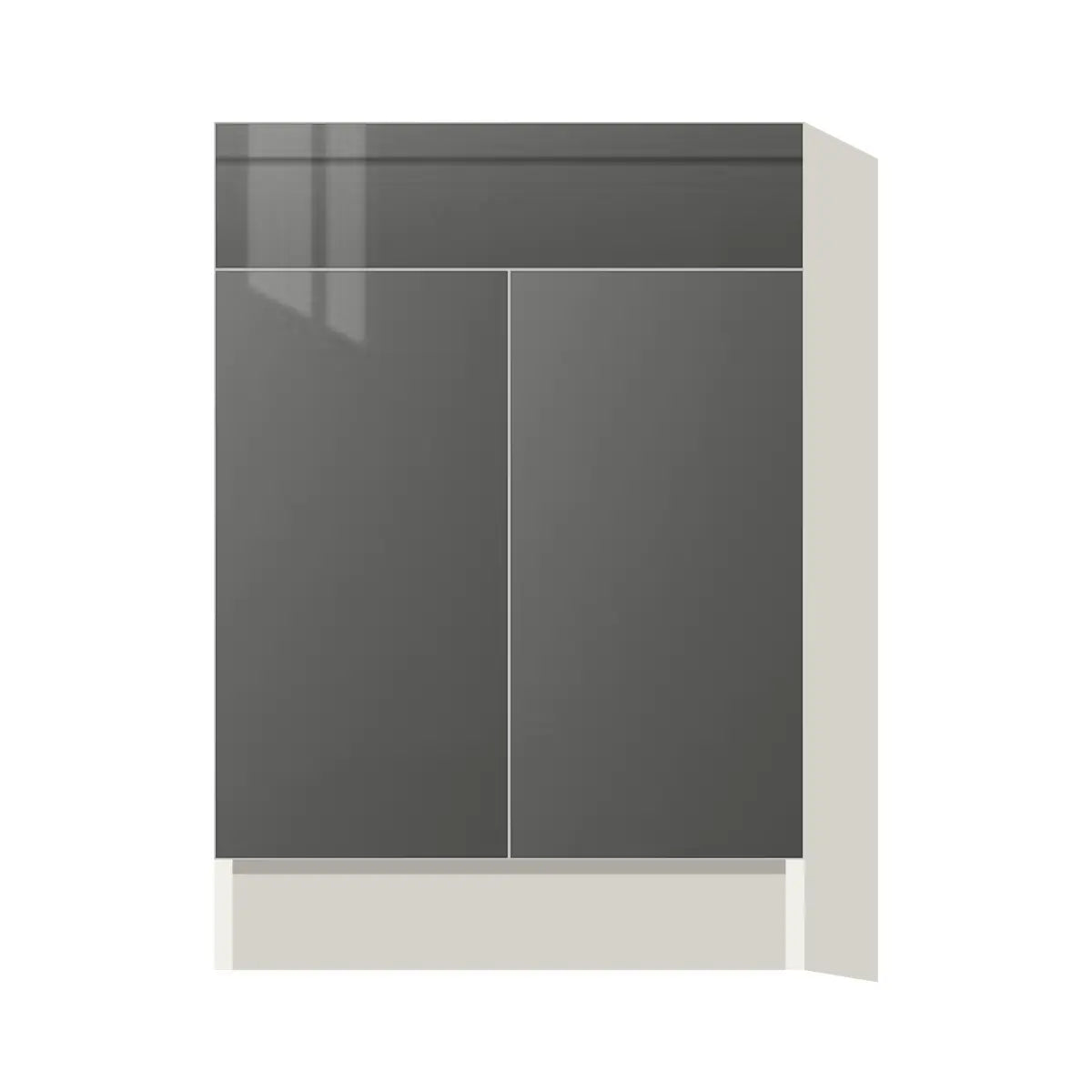 Contemporary base door & drawer cabinet, Glossy Gray door, L-Box (Luxury)