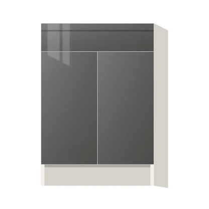 Contemporary base door & drawer cabinet, Glossy Gray door, L-Box (Luxury)