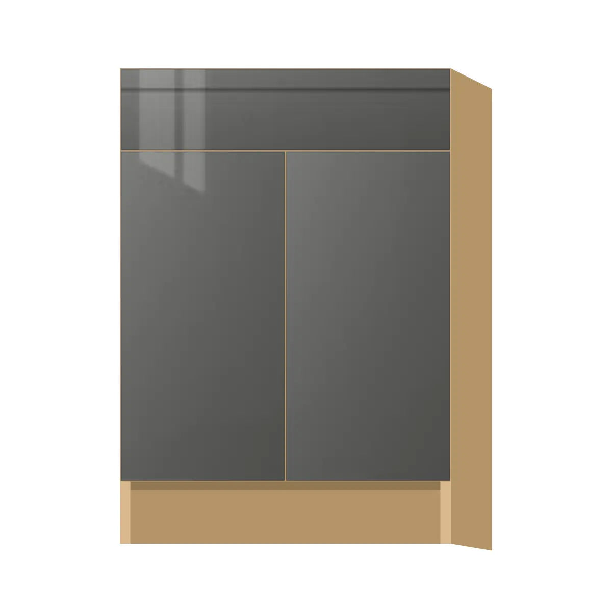 Contemporary base door & drawer cabinet, Glossy Gray door, P-Box (Prestige)