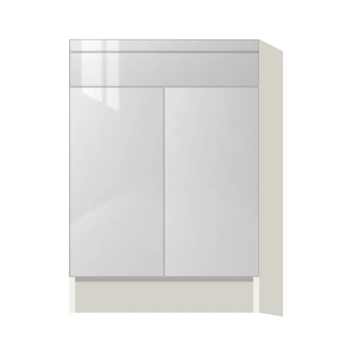 Contemporary base door & drawer cabinet, Glossy White door, L-Box (Luxury)