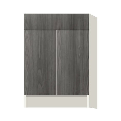 Contemporary base door & drawer cabinet, Indian Light Walnut door, L-Box (Luxury)