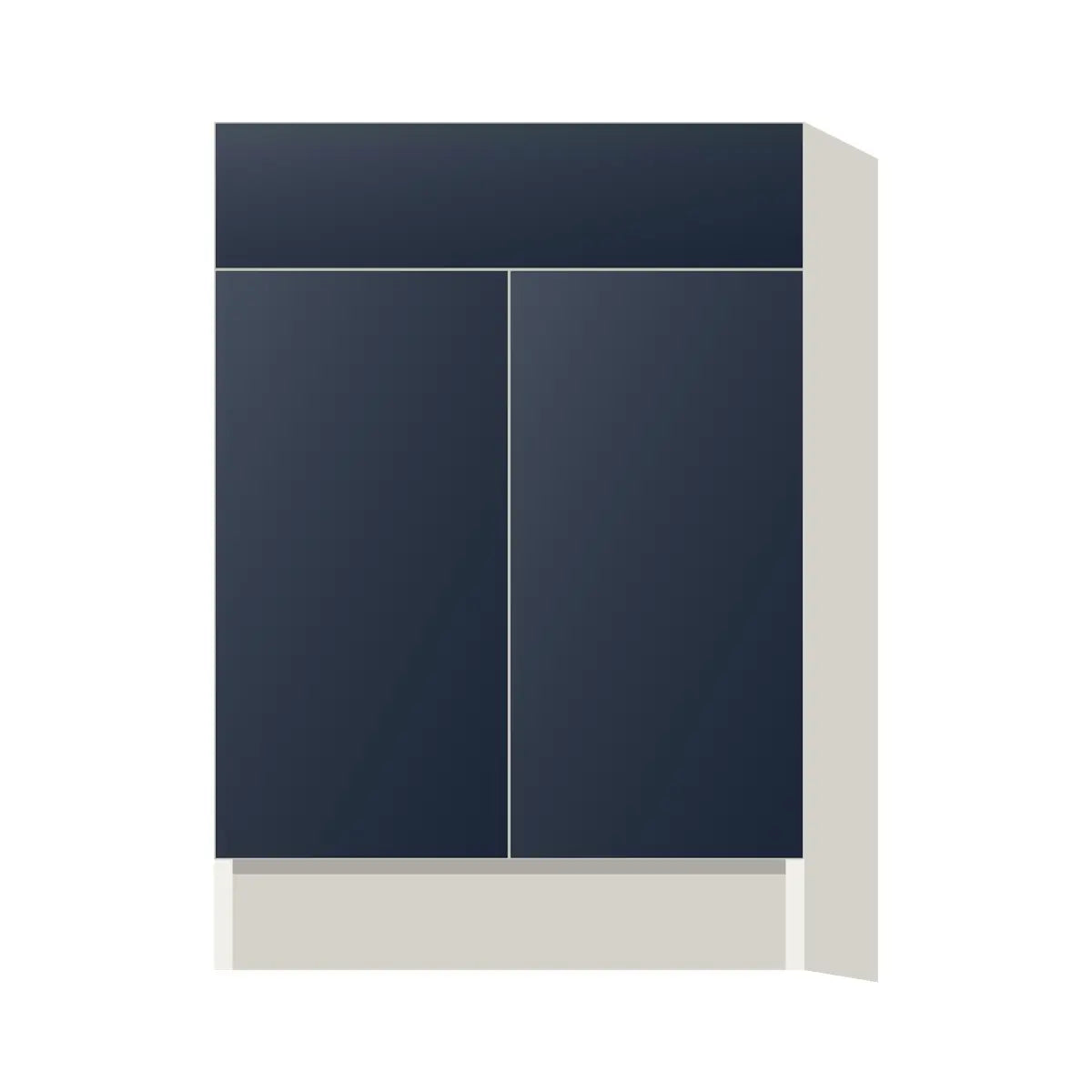 Contemporary base door & drawer cabinet, Matte Blue door, L-Box (Luxury)
