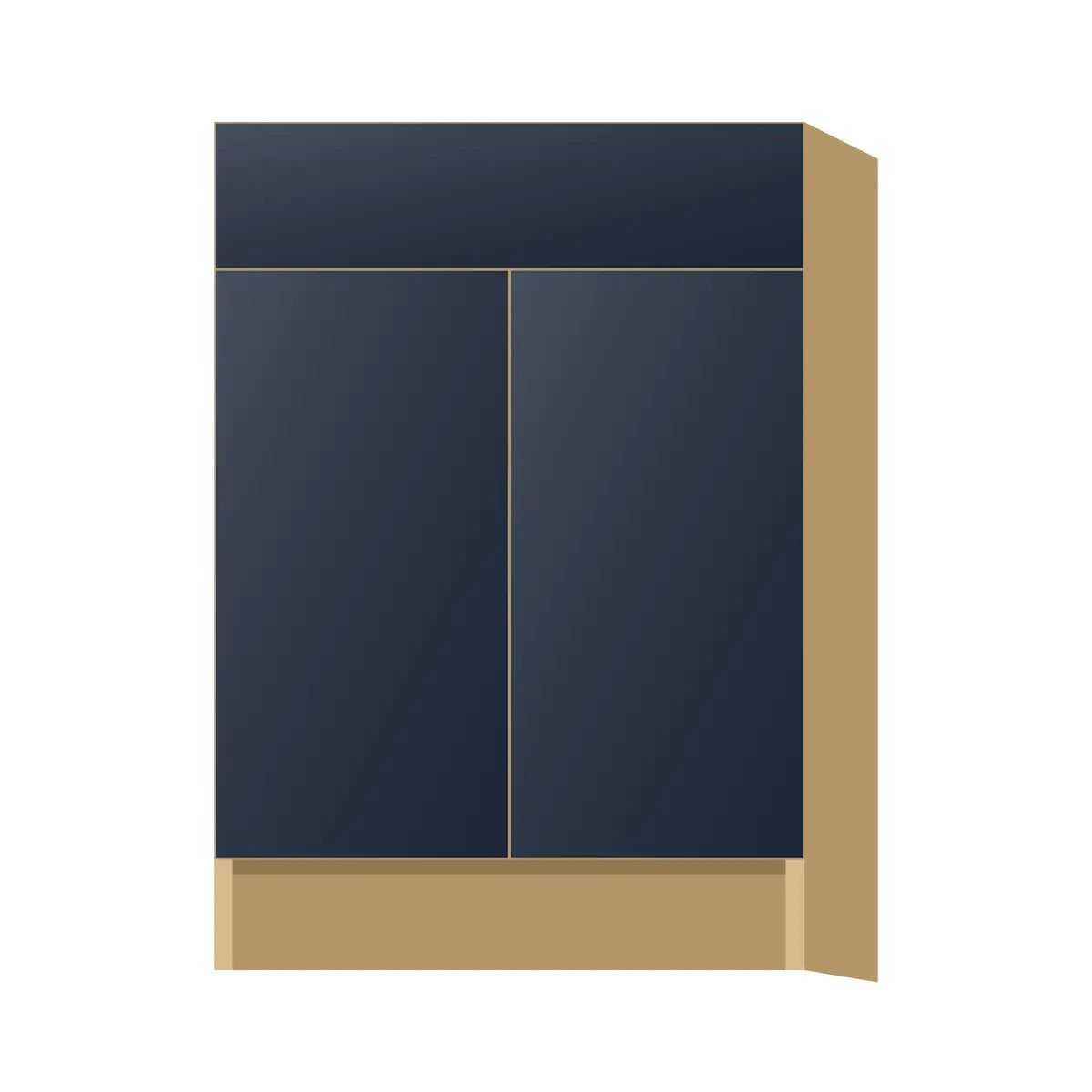 Contemporary base door & drawer cabinet, Matte Blue door, P-Box (Prestige)