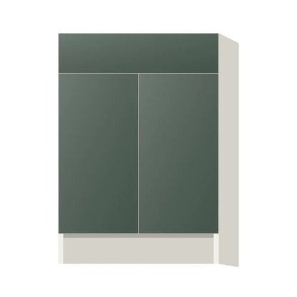 Contemporary base door & drawer cabinet, Matte Olive Green door, L-Box (Luxury)