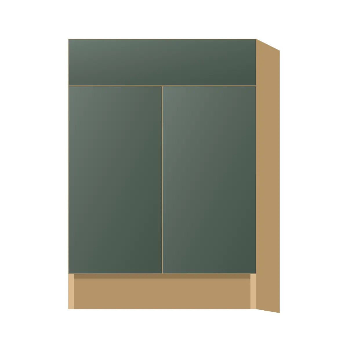 Contemporary base door & drawer cabinet, Matte Olive Green door, P-Box (Prestige)
