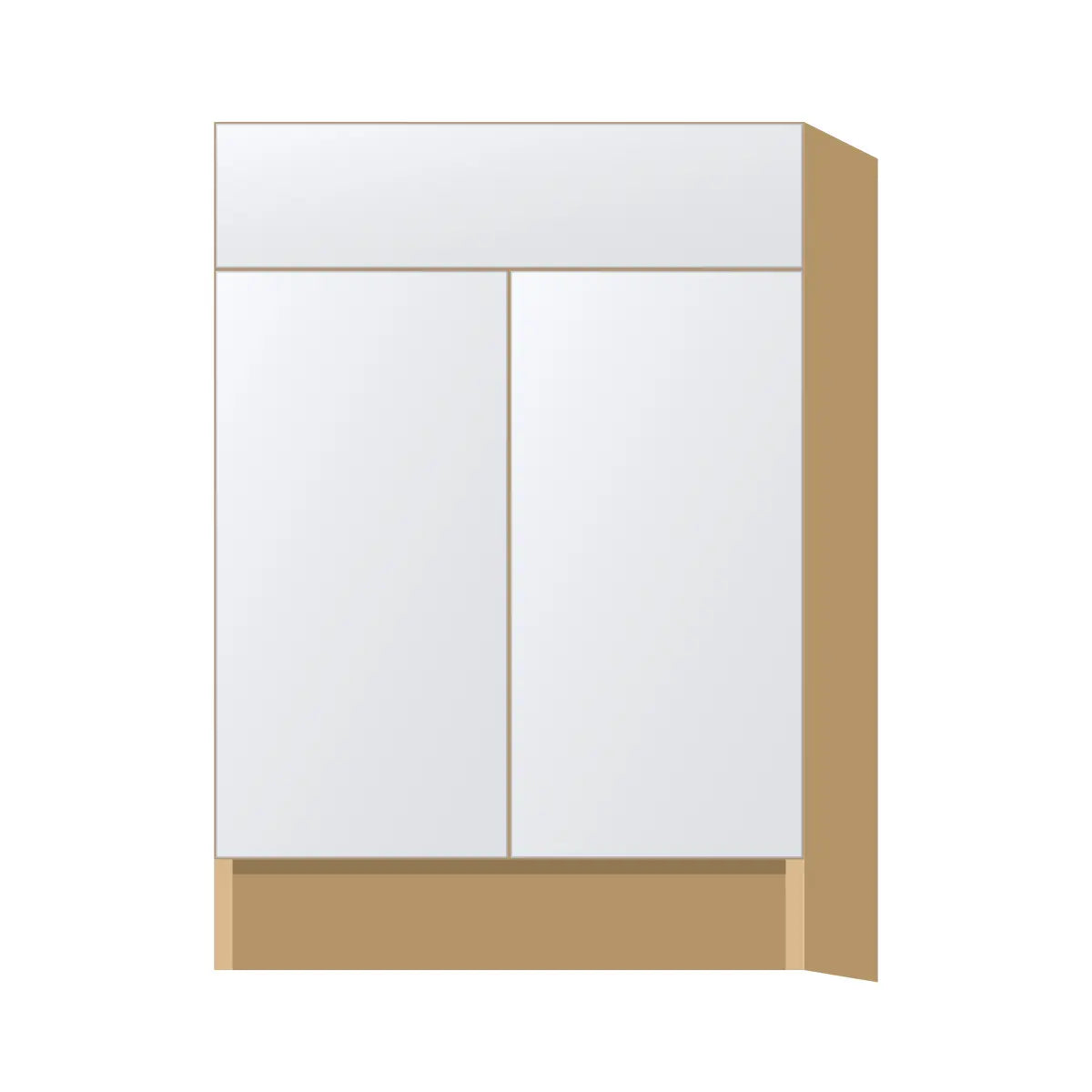 Contemporary base door & drawer cabinet, Matte White door, P-Box (Prestige)
