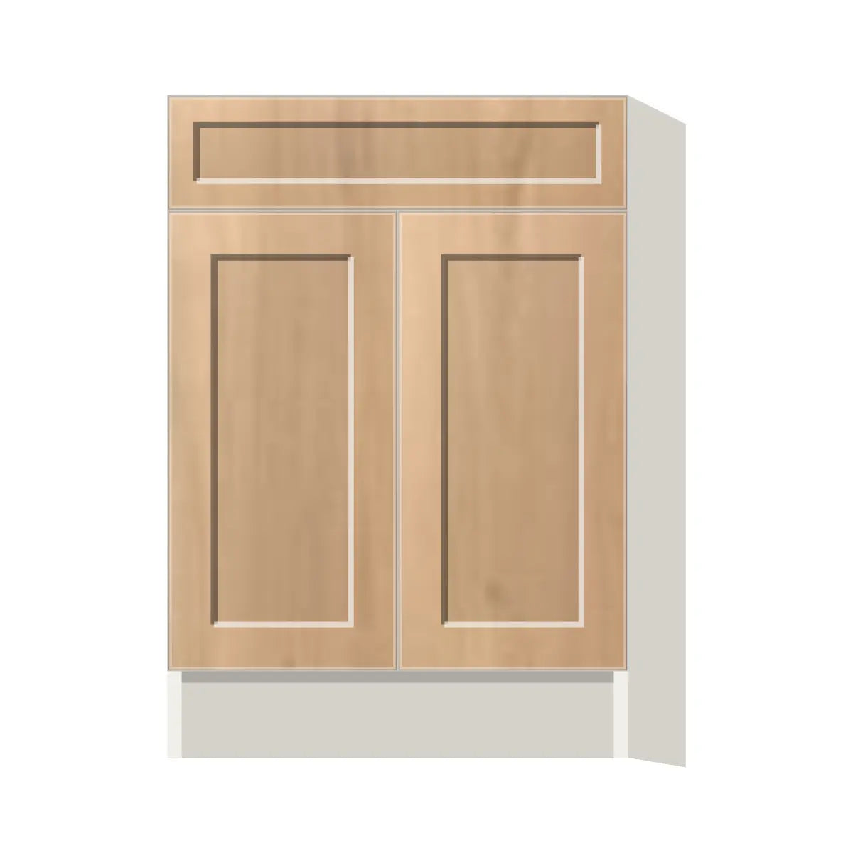 Contemporary base door & drawer cabinet, Natural Wood Shaker door, L-Box (Luxury)