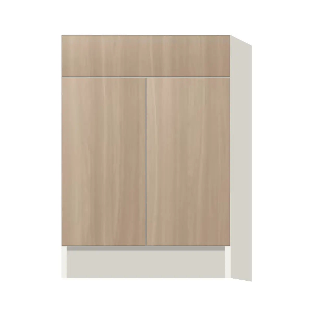 Contemporary base door & drawer cabinet, Vanilla Oak door, L-Box (Luxury)