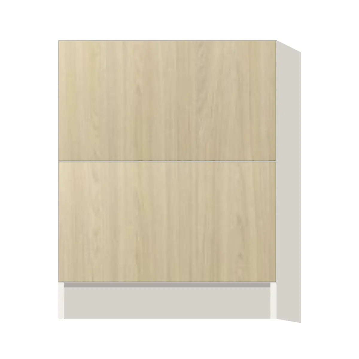 Contemporary 2-drawer base cabinet, Barcelona Light Oak door, L-Box (Luxury)