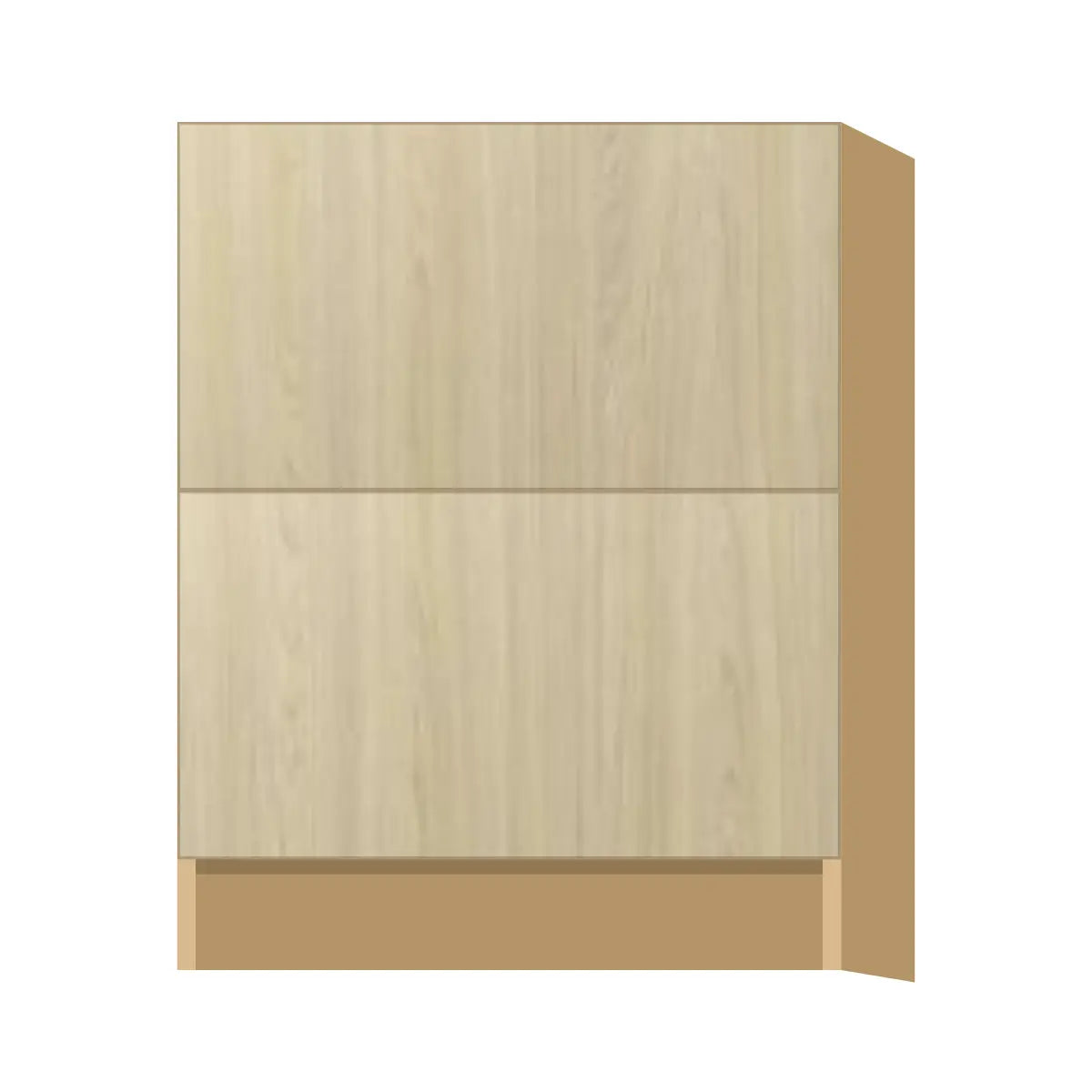 Contemporary 2-drawer base cabinet, Barcelona Light Oak door, P-Box (Prestige)