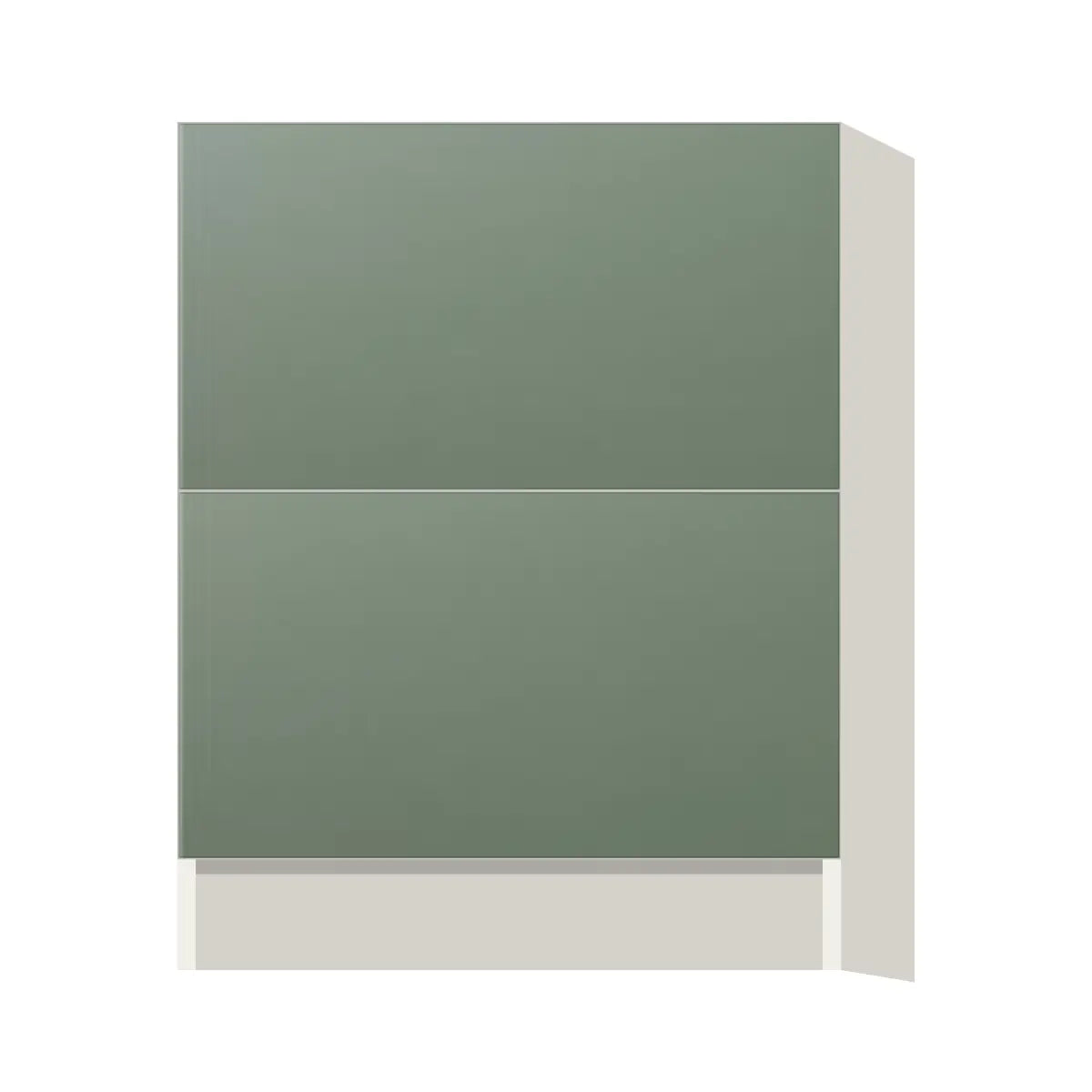Contemporary 2-drawer base cabinet, Bean Paste Green door, L-Box (Luxury)