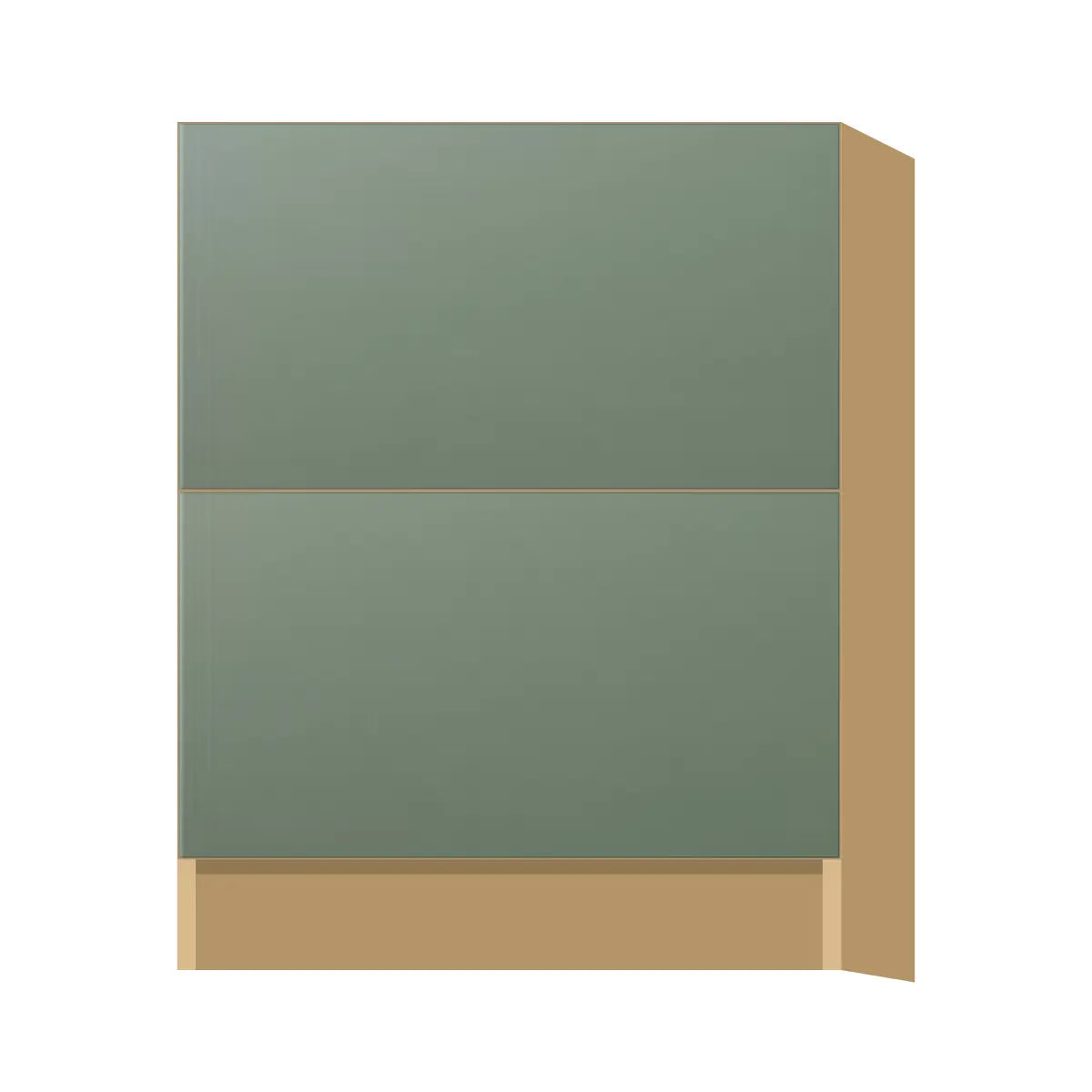 Contemporary 2-drawer base cabinet, Bean Paste Green door, P-Box (Prestige)
