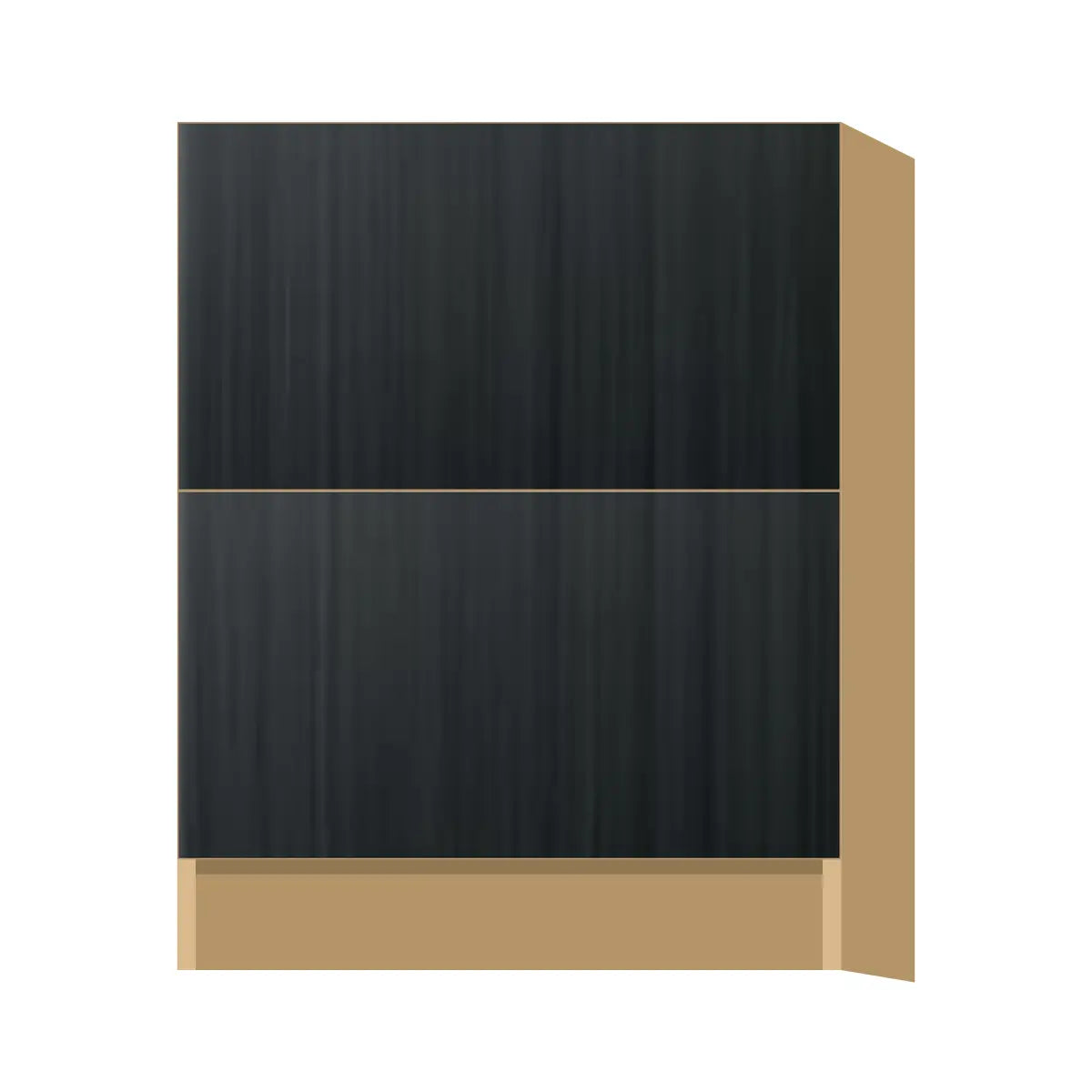 Contemporary 2-drawer base cabinet, Black Grain door, P-Box (Prestige)