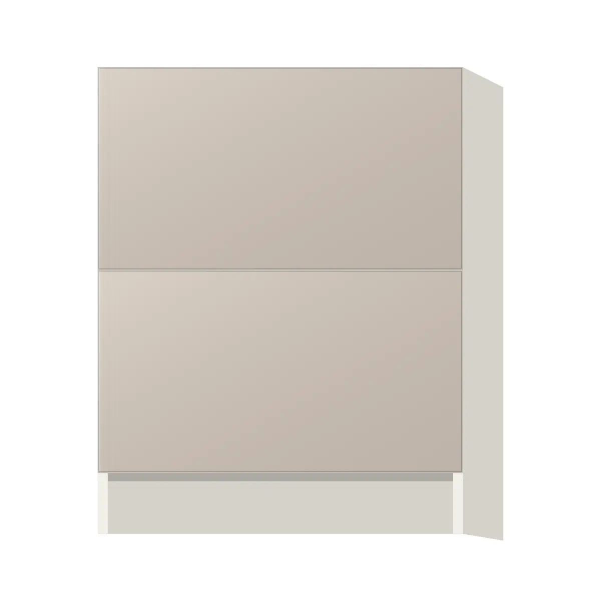 Contemporary 2-drawer base cabinet, Cashmere Gray door, L-Box (Luxury)