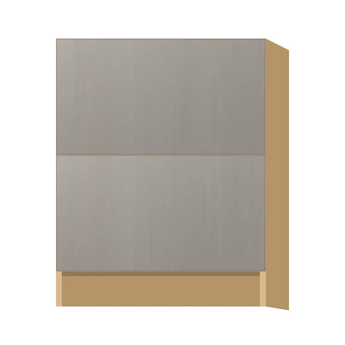 Contemporary 2-drawer base cabinet, Fog Oak door, P-Box (Prestige)