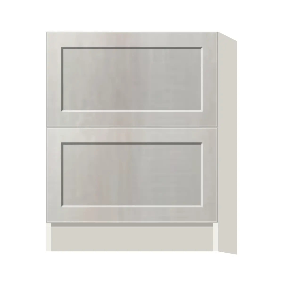 Contemporary 2-drawer base cabinet, Genesis Sliced Oak door, L-Box (Luxury)