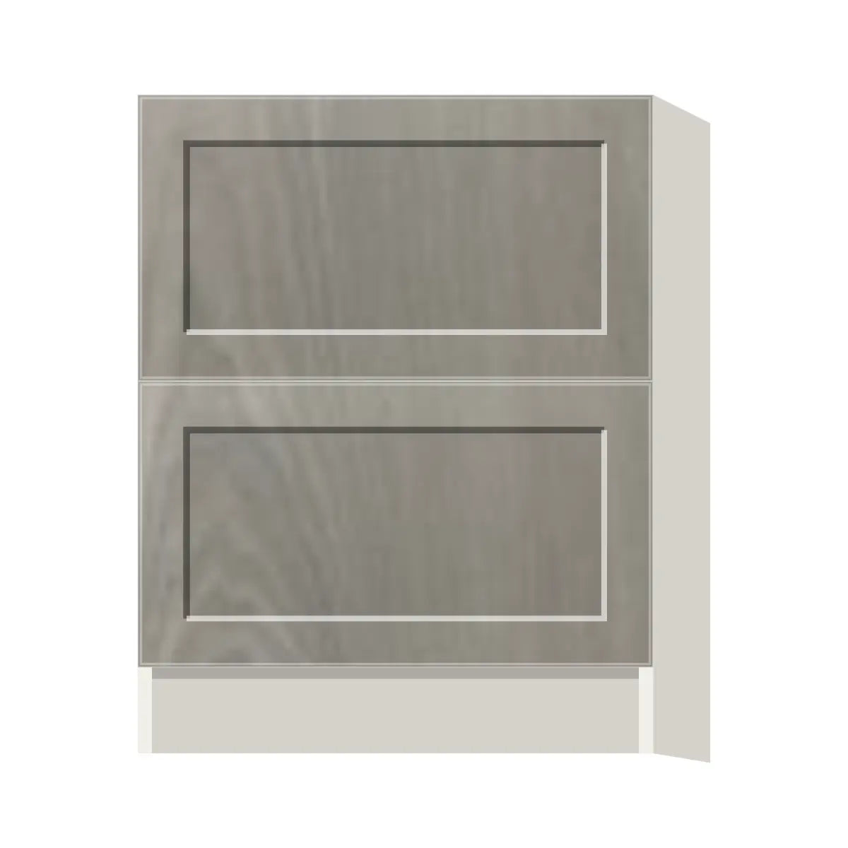 Contemporary 2-drawer base cabinet, Genesis Weathered Oak door, L-Box (Luxury)
